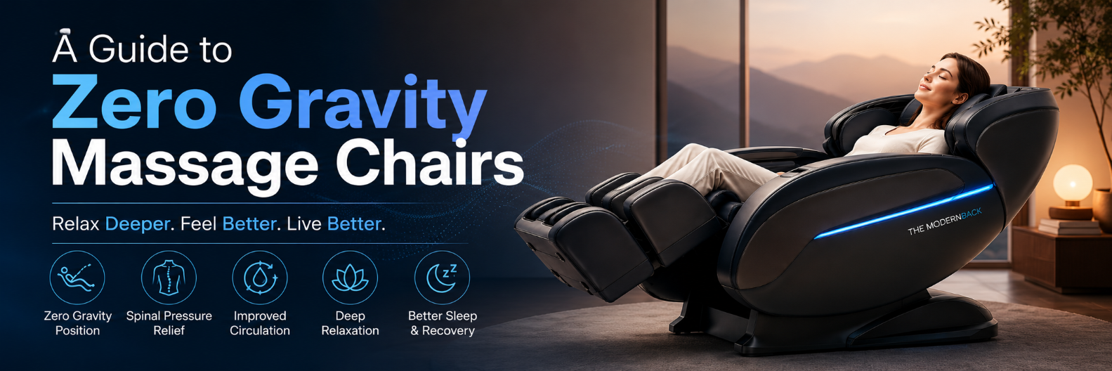 Guide to zero gravity massage chairs featuring a reclining massage chair designed to reduce spinal pressure and promote relaxation.
