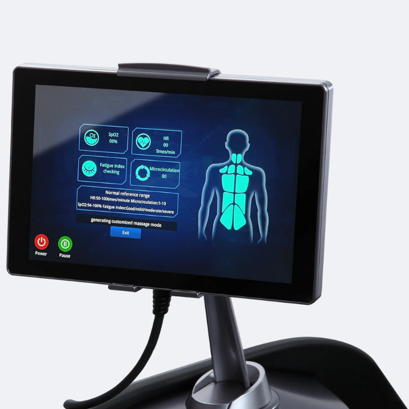 The AmaMedic AI Revive 4D Massage Chair's AI Health Detection feature, using advanced algorithms to assess and adjust the massage settings based on your individual health metrics.