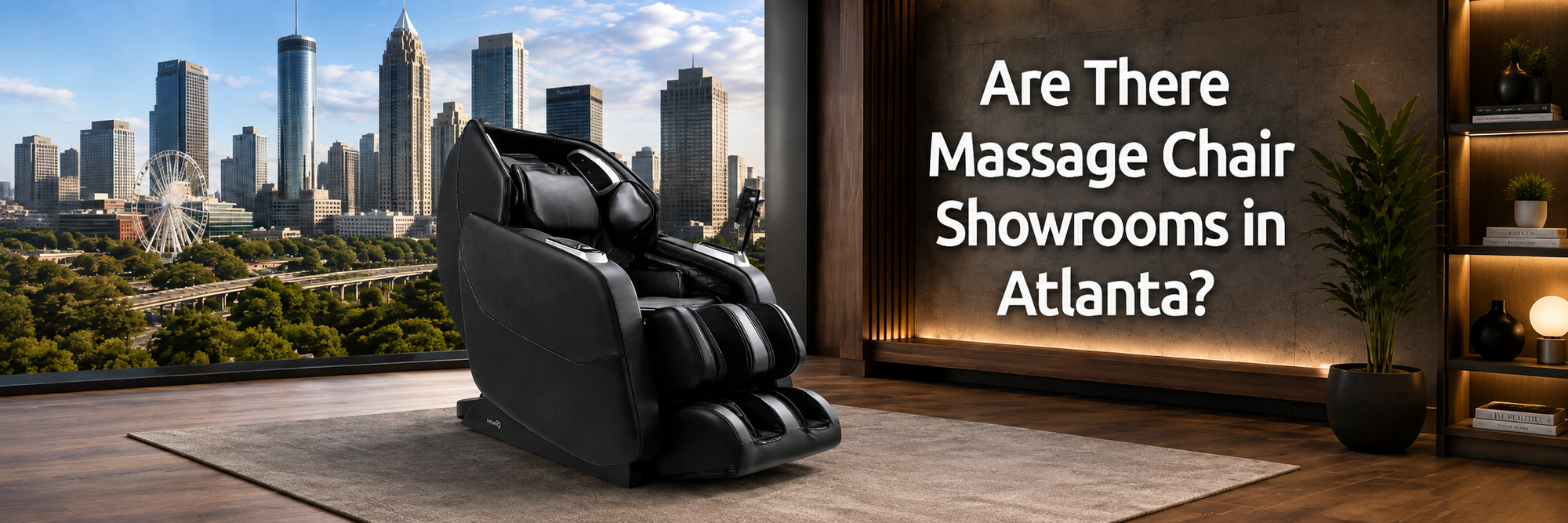 Luxury Daiwa massage chairs on display at The Modern Back's Atlanta showroom, where customers can experience premium full-body massage chairs before purchasing.