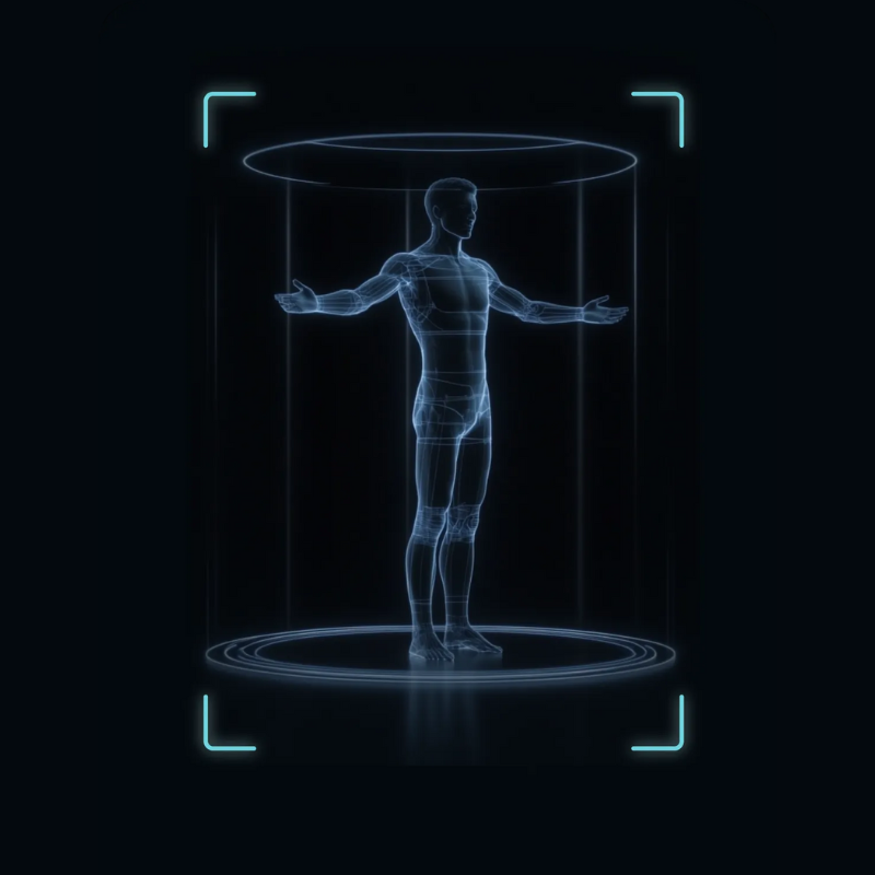 Diagram of Osaki YogaFlex 4D body scanning technology adjusting massage rollers to fit the user’s shape and size.