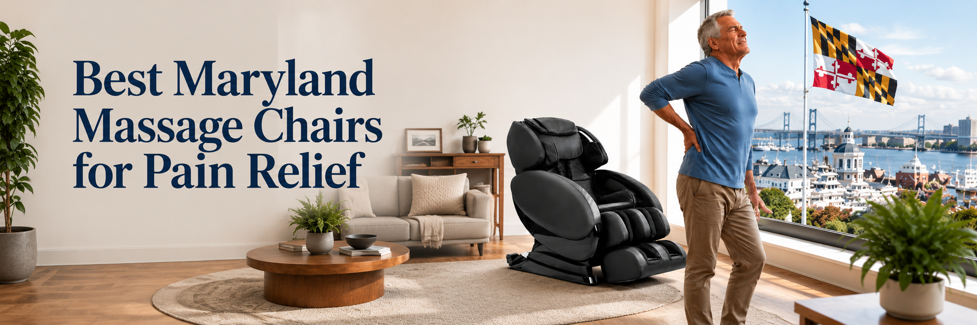 Premium Daiwa massage chairs for pain relief at The Modern Back's Columbia, Maryland showroom, featuring luxury massage technology for back, neck, and muscle recovery.