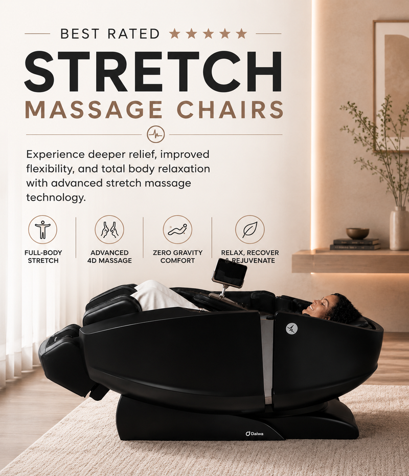 Relaxing stretch massage experience in the Daiwa Supreme Hybrid X with advanced full-body stretching and zero gravity comfort.