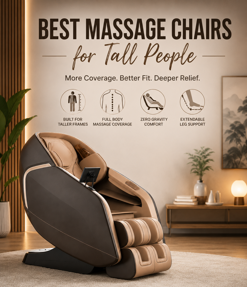 Shop the best massage chairs for tall people with extended leg support, full-body massage coverage, and zero gravity comfort.