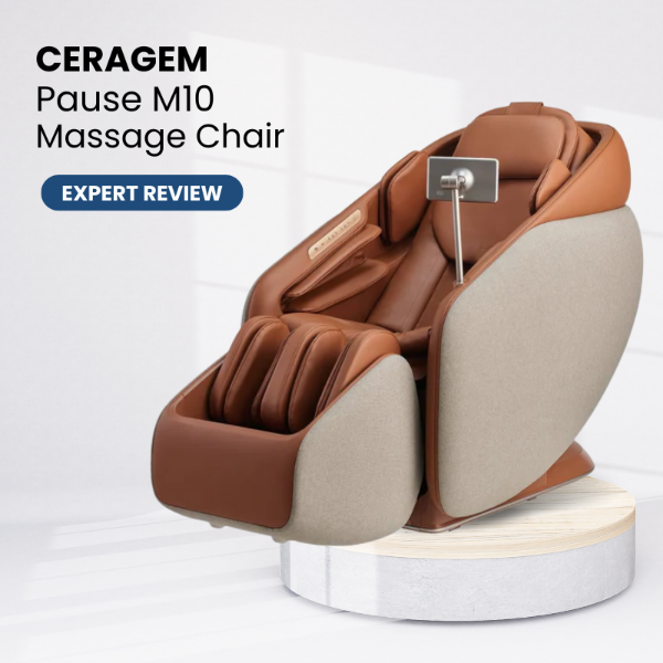 Ceragem Pause M10 massage chair on a white background representing a product review.
