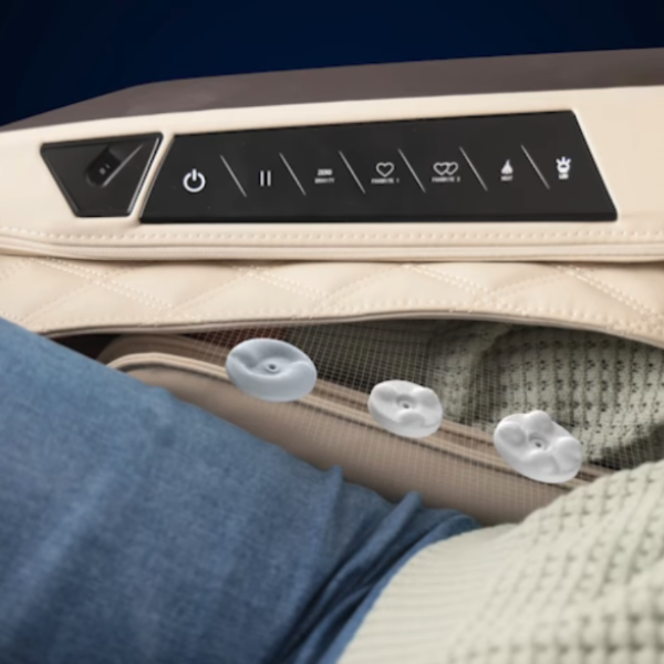 Illustration of Shiatsu Arm Rollers massaging the forearms and wrists with rotating rollers and air compression for targeted arm relief.