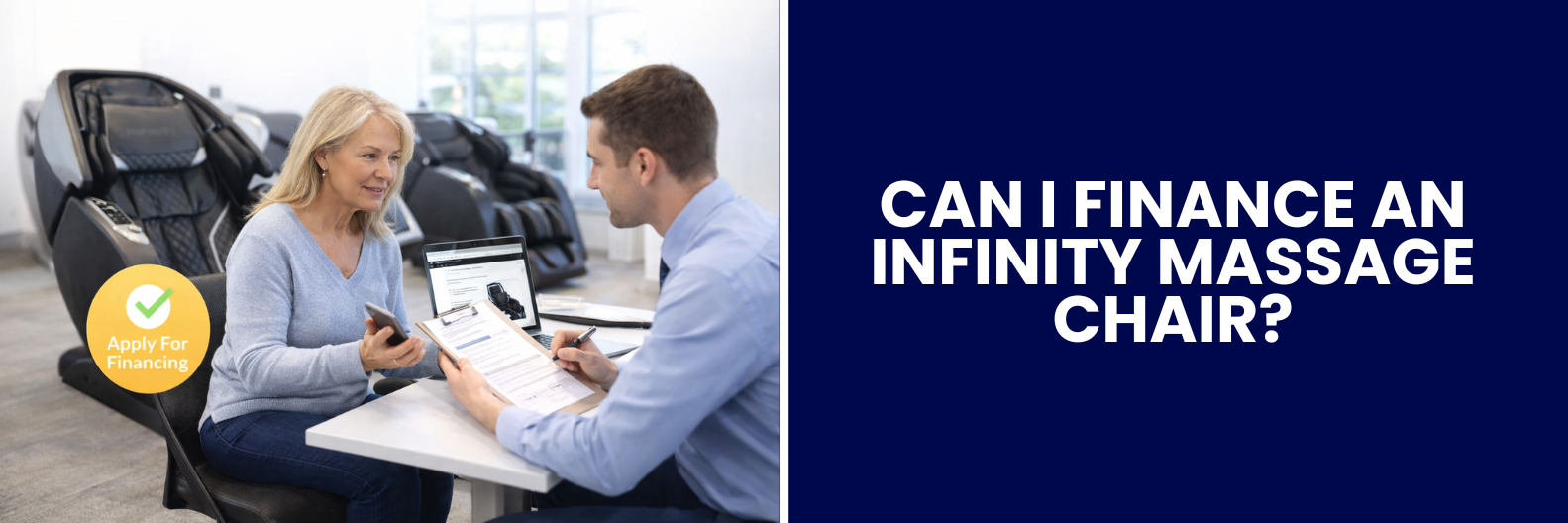 Wondering if you can finance an Infinity massage chair? Discover payment plans, credit options, and how to bring comfort home without upfront costs.	Learn how financing an Infinity massage chair can fit your budget, with simple approval processes and convenient installment plans.