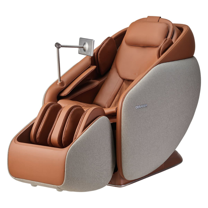 Ceragem Pause M10 massage chair — close-up front angle highlighting armrests, seat cushion, and ergonomic design.