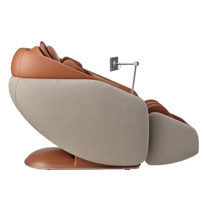 Ceragem Pause M10 massage chair — side profile showing reclining backrest and footrest extended.