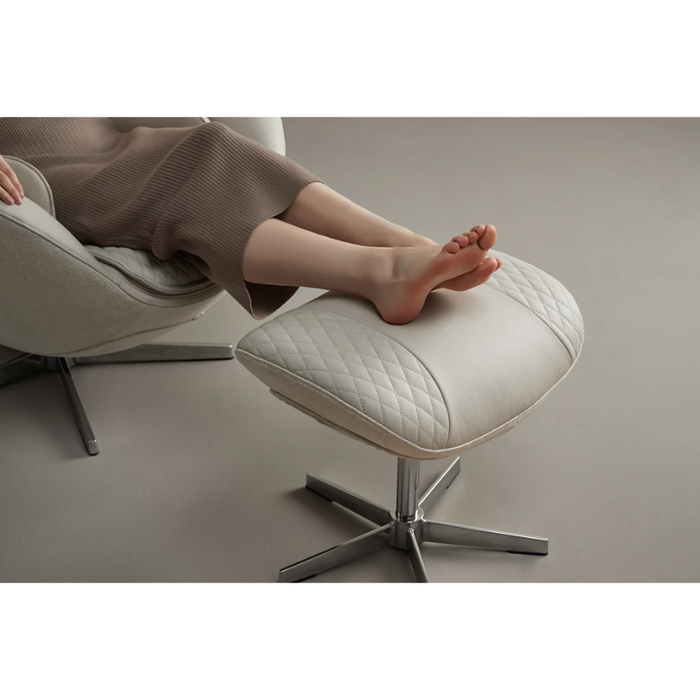 Oatmeal Beige ottoman for the Ceragem PAUSE M4 massage chair featuring a modern upholstered design.