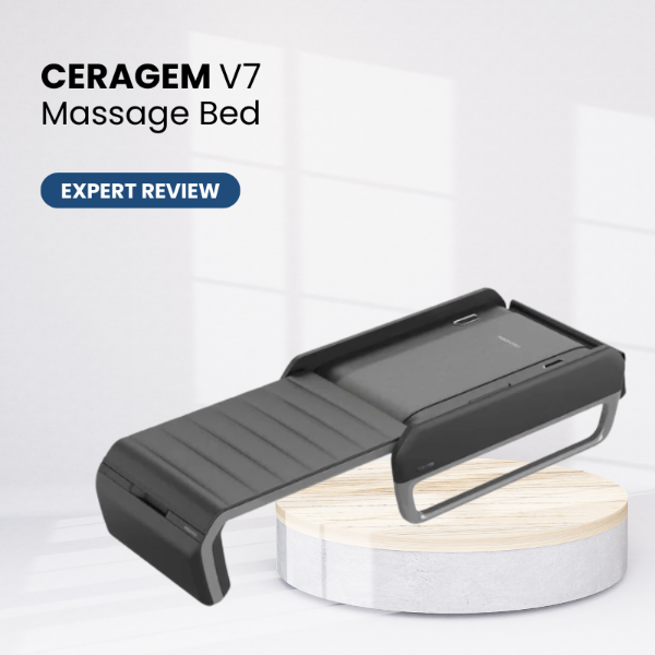 Ceragem V7 massage bed in a modern setting representing a product review.