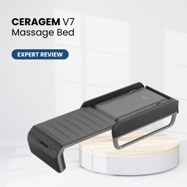 Ceragem V7 massage bed in a modern setting representing a product review.