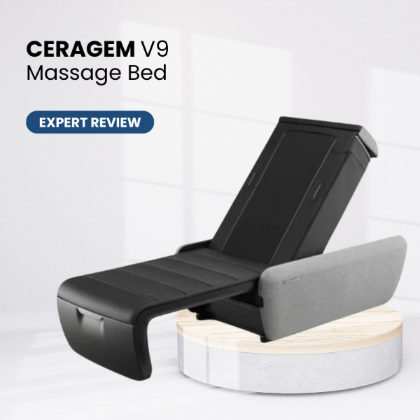 Ceragem V9 massage bed on a white background with 'Expert Review' label.