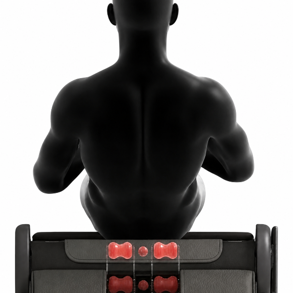 CERAGEM V9 massage bed using thermal massage technology for targeted spinal and muscle relief.