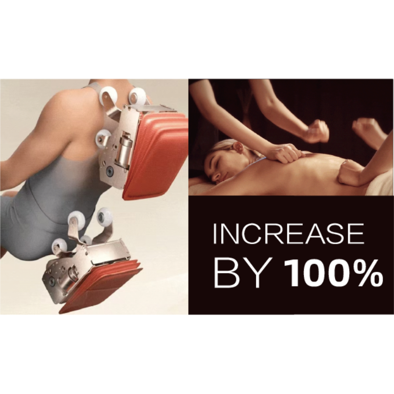 Dual 4D massage chair system showing simultaneous upper and lower body massage mechanisms for precise zonal relief.