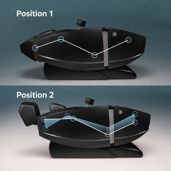 Two zero gravity positions showing different recline angles of the Daiwa Supreme Hybrid X.
