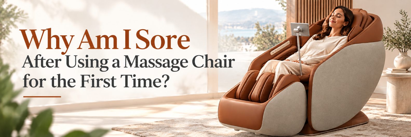 Woman relaxing in a massage chair – why you may feel sore after your first massage chair session.