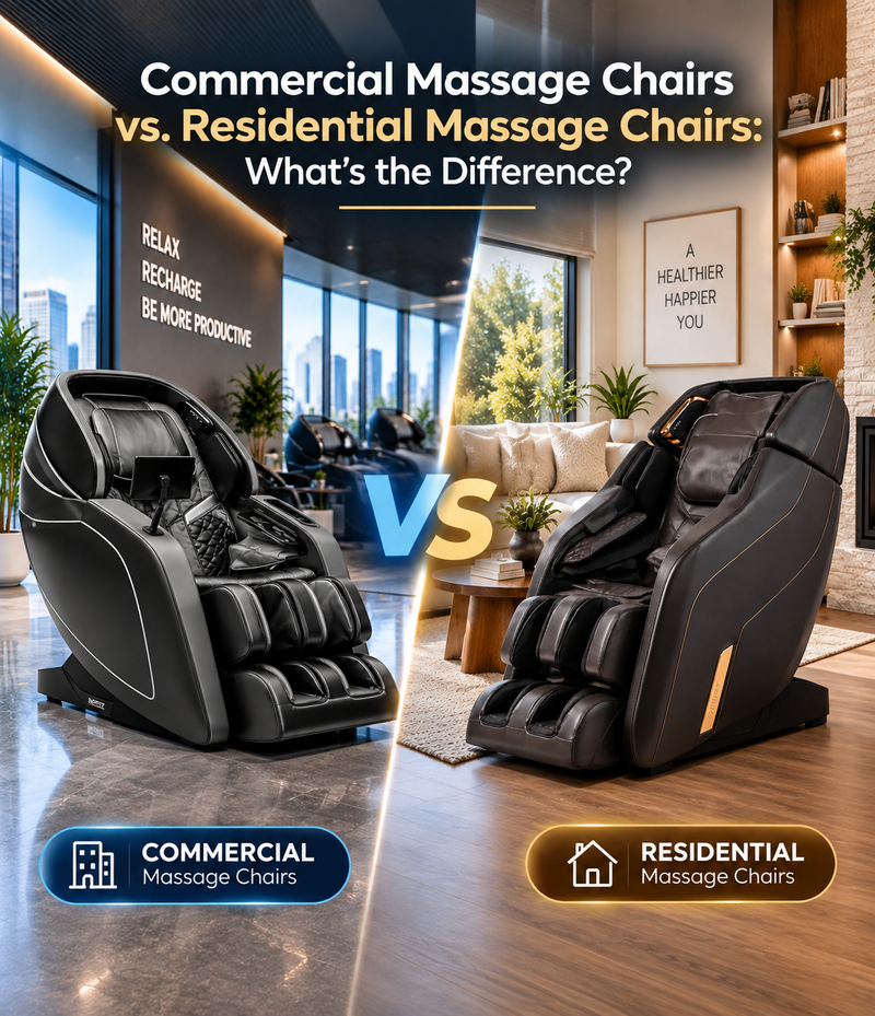 Learn how commercial massage chairs differ from residential models in durability, warranty, features, and cost before making your next purchase.