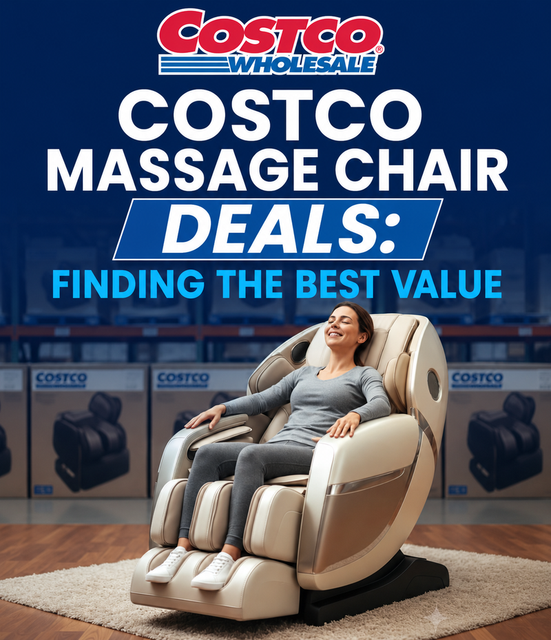 Woman relaxing in a massage chair at Costco, illustrating how shoppers can compare Costco massage chair deals and find the best value for their budget.