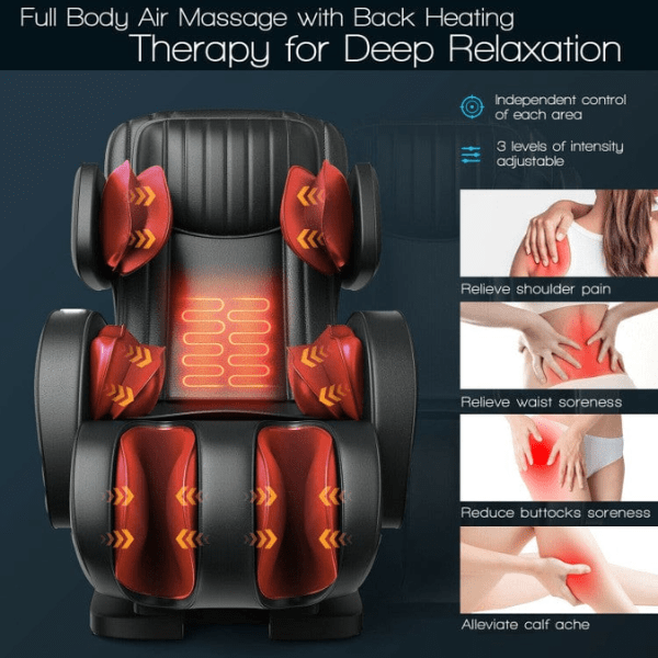 The Costway 3D Massage Chair Recliner with SL Track and Zero Gravity has full body air massage with back heating therapy. 
