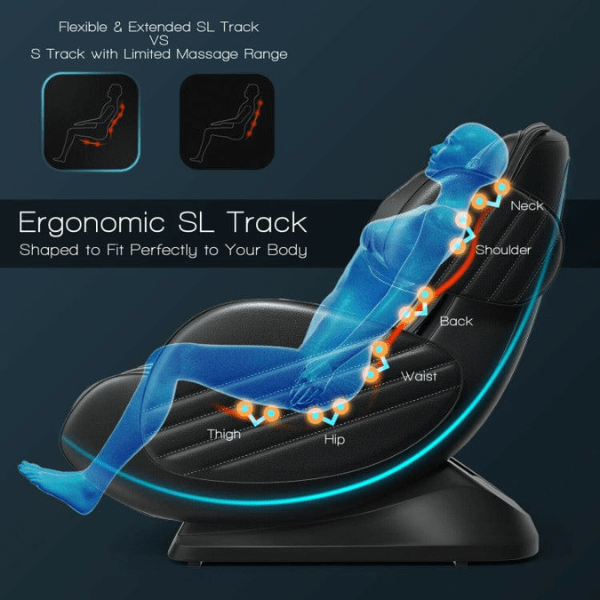 The Costway 3D Massage Chair Recliner with SL Track and Zero Gravity has an SL Track shaped to perfectly fit your body. 