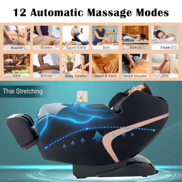 The Costway Massage Chair Costway 3D SL-Track Full Body Zero Gravity Massage Chair has 12 automatic massage modes.