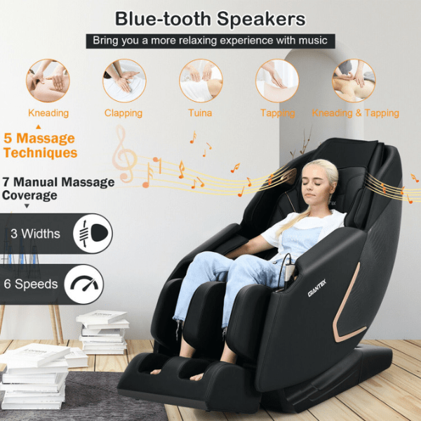 The Costway Massage Chair Costway Full Body Zero Gravity Massage Chair has Bluetooth speakers and 5 massage techniques. 