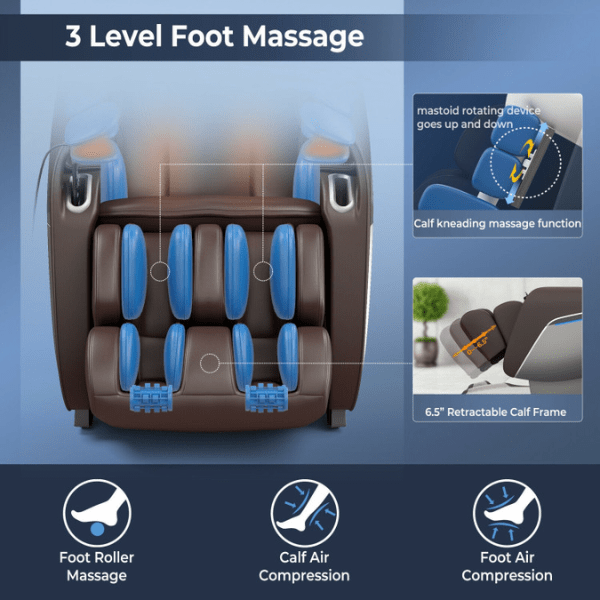 The Costway Massage Chair Costway Full Body Zero Gravity Massage Chair offers a 3 Level Foot Massage.