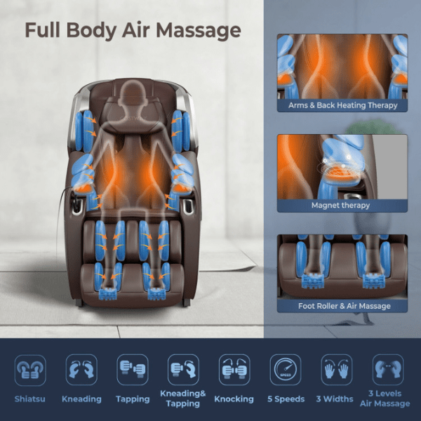The Costway Massage Chair Costway Full Body Zero Gravity Massage Chair offers a full-body air massage.