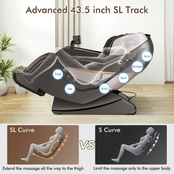 The Costway Massage Chair Costway SL Track Full Body Zero Gravity Massage Chair has an advanced 43.5-inch SL Track.