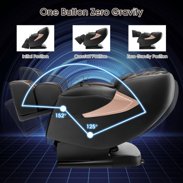 Costway Costway Zero Gravity SL-Track Electric Shiatsu Massage Chair has a one-button zero gravity. 