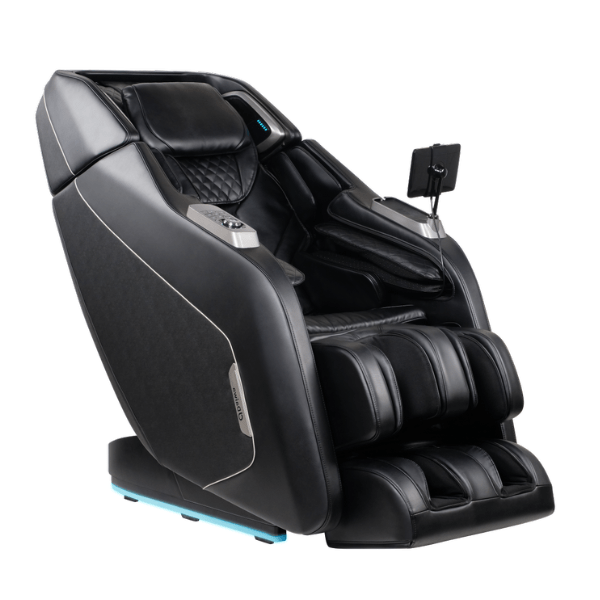 Black Daiwa Pegasus Hybrid Massage Chair featuring a sleek design with ergonomic contours, advanced massage technology, and plush cushioning, perfect for relaxation and wellness.