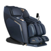 Black Daiwa Rumba massage chair featuring SL-track design, arms and calf rests extended, shown from front-side angle in matte black finish.