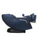 Side profile of the black Daiwa Rumba massage chair in deep zero-gravity recline, showcasing the fully extended leg rest and relaxed, weight-less seating position.