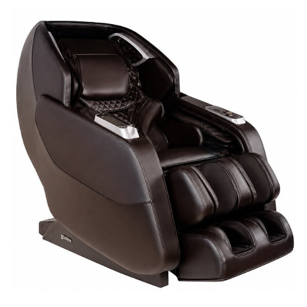 Daiwa Hubble Plus Chocolate Brown massage chair with zero gravity recline, full-body air massage, and foot massage system.