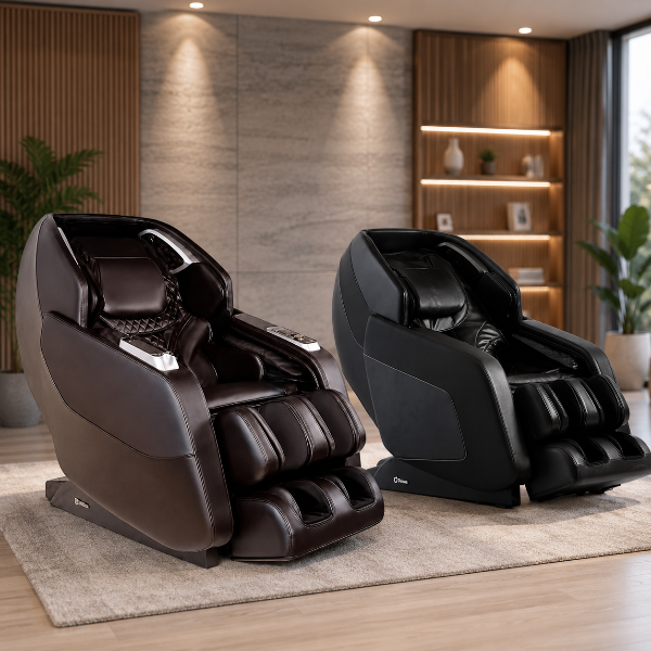 Daiwa Hubble Plus and Daiwa Hubble massage chairs displayed in an Atlanta showroom.