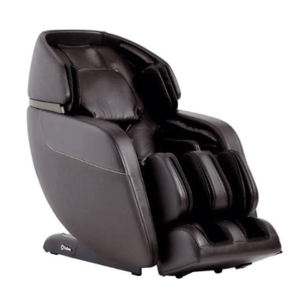 Brown Daiwa Legacy 4 3D massage chair on display at the Houston, Texas luxury showroom of The Modern Back.