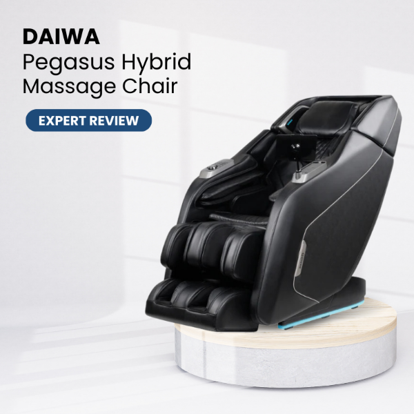 The review highlights the Daiwa Pegasus Hybrid Massage Chair's advanced features like its ShoulderFit technology, 8 rollers for a human-like massage, voice control, and specialized calf and foot massages, positioning it as a top choice for those seeking comprehensive upper body massage experiences. 
