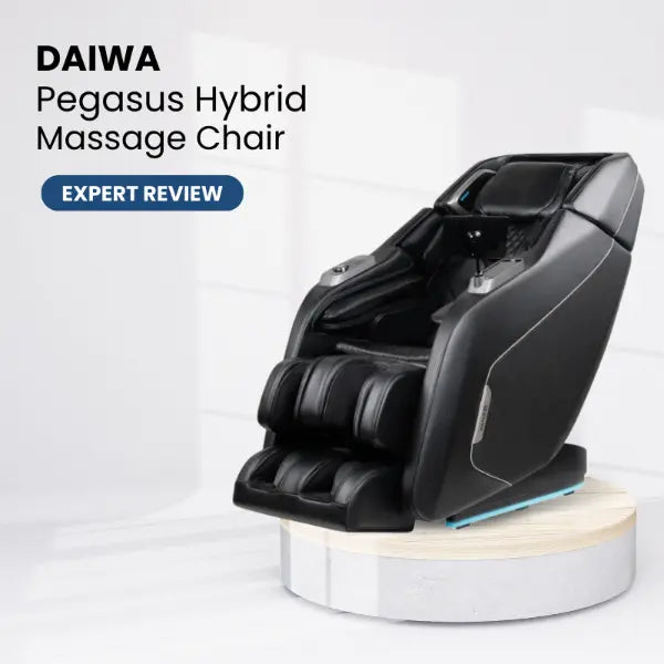 The review highlights the Daiwa Pegasus Hybrid Massage Chair's advanced features like its ShoulderFit technology, 8 rollers for a human-like massage, voice control, and specialized calf and foot massages, positioning it as a top choice for those seeking comprehensive upper body massage experiences. 