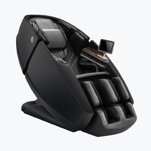 Daiwa Supreme Hybrid X massage chair in black with dual-track system for neck and shoulder pain relief.