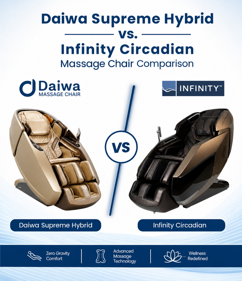 Daiwa Supreme Hybrid vs. Infinity Circadian Massage Chair Comparison.