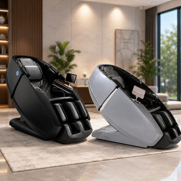 Daiwa Supreme Hybrid X and Daiwa Supreme Hybrid massage chairs in an Atlanta showroom.