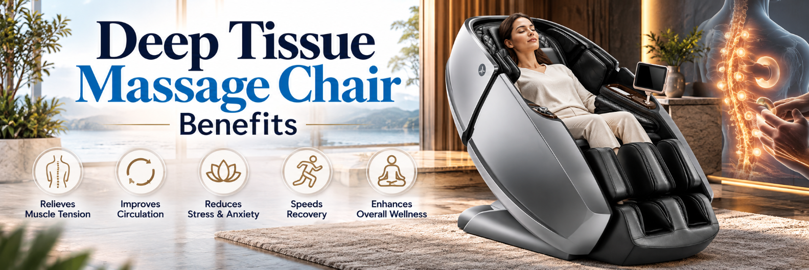 Deep tissue massage chair benefits for muscle tension relief, circulation, stress reduction and recovery.