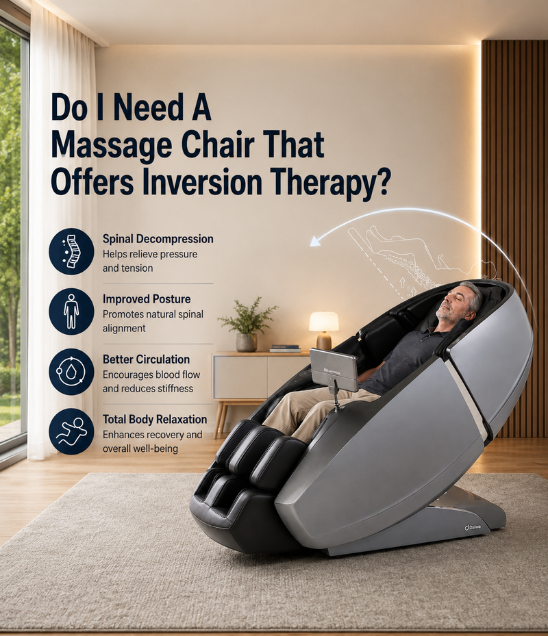 Wondering if a massage chair with inversion therapy is right for you? Explore the benefits of inversion stretching, compare it to traditional massage features, and find the best option with expert guidance from The Modern Back.