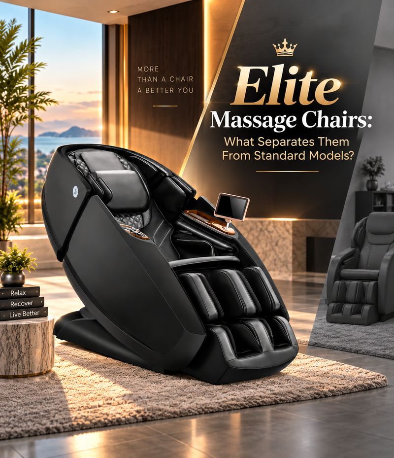 Compare elite and standard massage chairs to discover key differences in massage technology, premium features, customization, comfort, and overall performance.