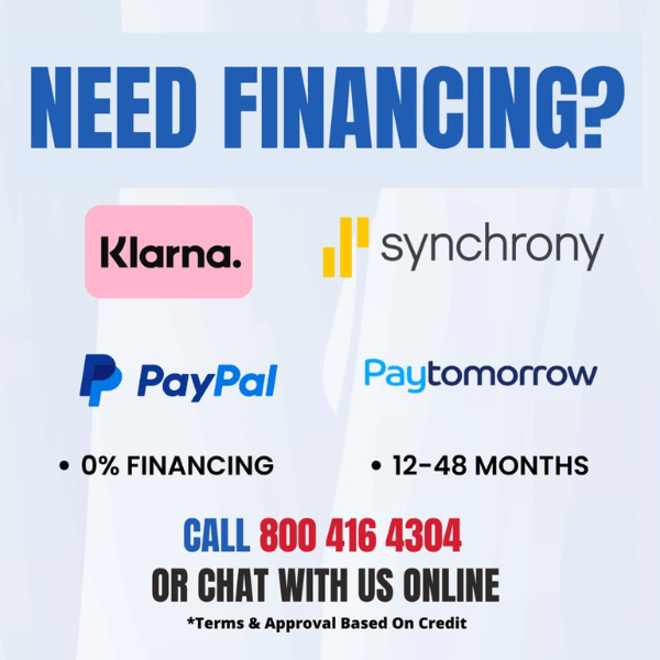 Klarna, PayPal, & Synchrony Financing provide 0% financing options for financing the Synca JP970 4D massage chair.