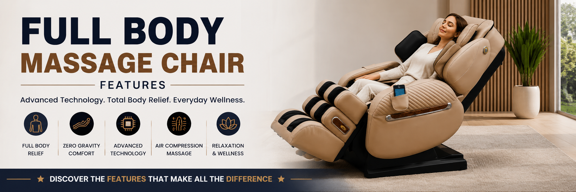 Woman relaxing in a Luraco i9 Max SE full body massage chair illustrating advanced full body massage chair features including Zero Gravity, air compression, and deep tissue massage.