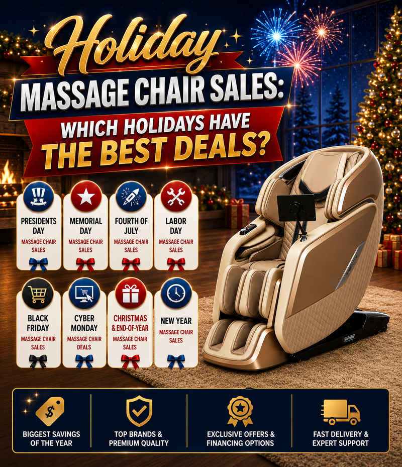 Compare Presidents Day, Memorial Day, Labor Day, Black Friday, and year-end massage chair sales to find the best time to buy and save with confidence.