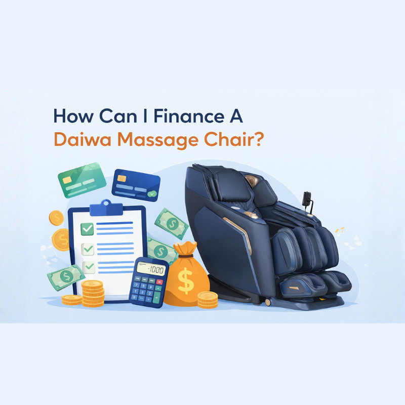 Daiwa massage chair financing options with affordable monthly payments, making it easy to own a premium massage chair for deep tissue relief, relaxation, and home wellness.
