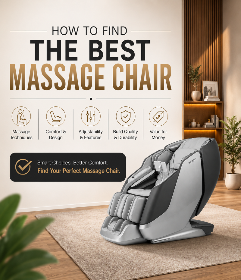 Customer testing a luxury massage chair while comparing the best massage chairs available in a premium showroom.