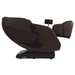 Side view of brown Infinity Solstice Deluxe Massage Chair in zero-gravity position, showcasing L-track design, extended footrest, and sleek armrest controls.